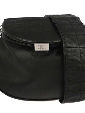 Chanel Black Lambskin Choco Bar Shoulder Bag